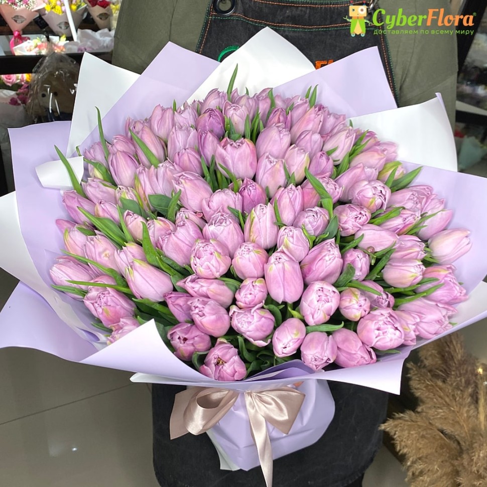 101 сиреневый пионовидный тюльпан: цена, заказать с доставкой по Москве ...